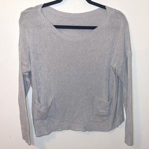 Italian Handmade Light-Gray Cropped Sweater, M/L